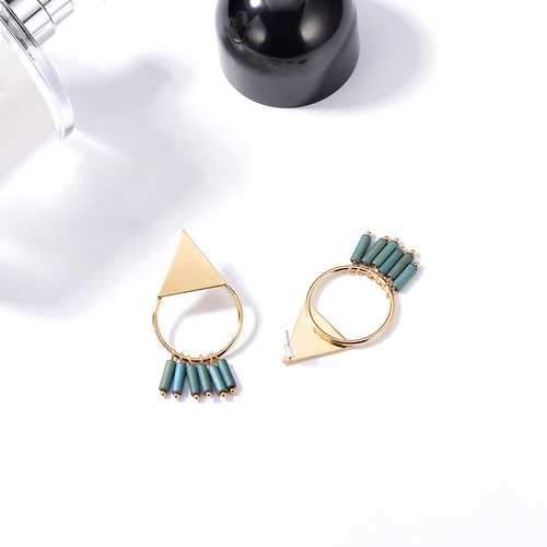 Green Tassel Ear Stud
